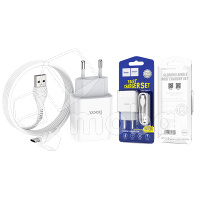 Сетевое зарядное устройство USB Hoco C72A (10.5W, кабель Type-C) Белый
