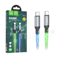 Кабель Type-C - Type-C Hoco U112 (3A, 60W, PD, прозрачный, светодиодный) Серый