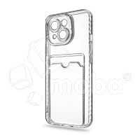 Чехол-накладка для iPhone 15 Plus (с защитой камеры, карманом для карт, прозрачный)