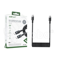 Кабель Type-C - Type-C Acefast C14-03 (3A, 60W, PD, пружинный, оплетка нейлон, 1.2 м) Черный