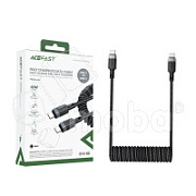 Кабель Type-C - Type-C Acefast C14-03 (3A, 60W, PD, пружинный, оплетка нейлон, 1.2 м) Черный